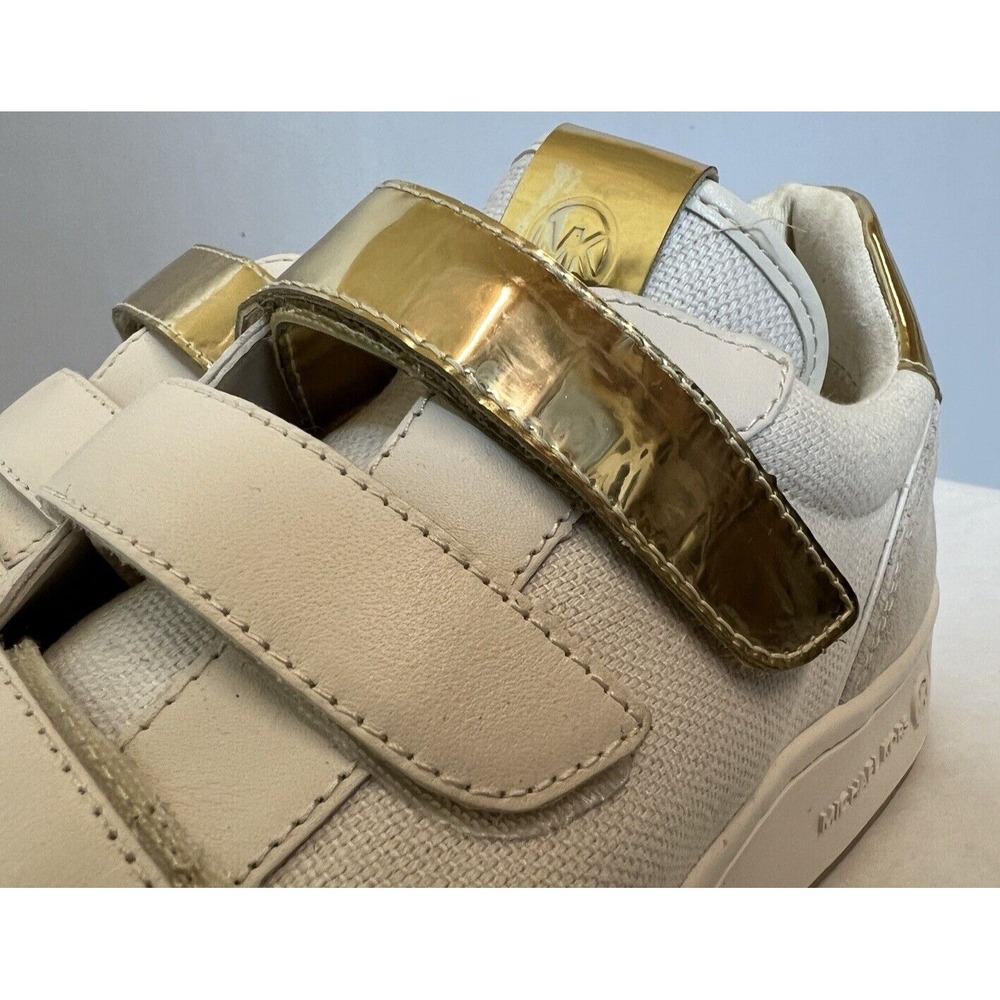 Michael Kors Gertie Tennis Shoes Mens 9.5‎ Cream Gold Low Top Sneakers - Picture 2 of 16